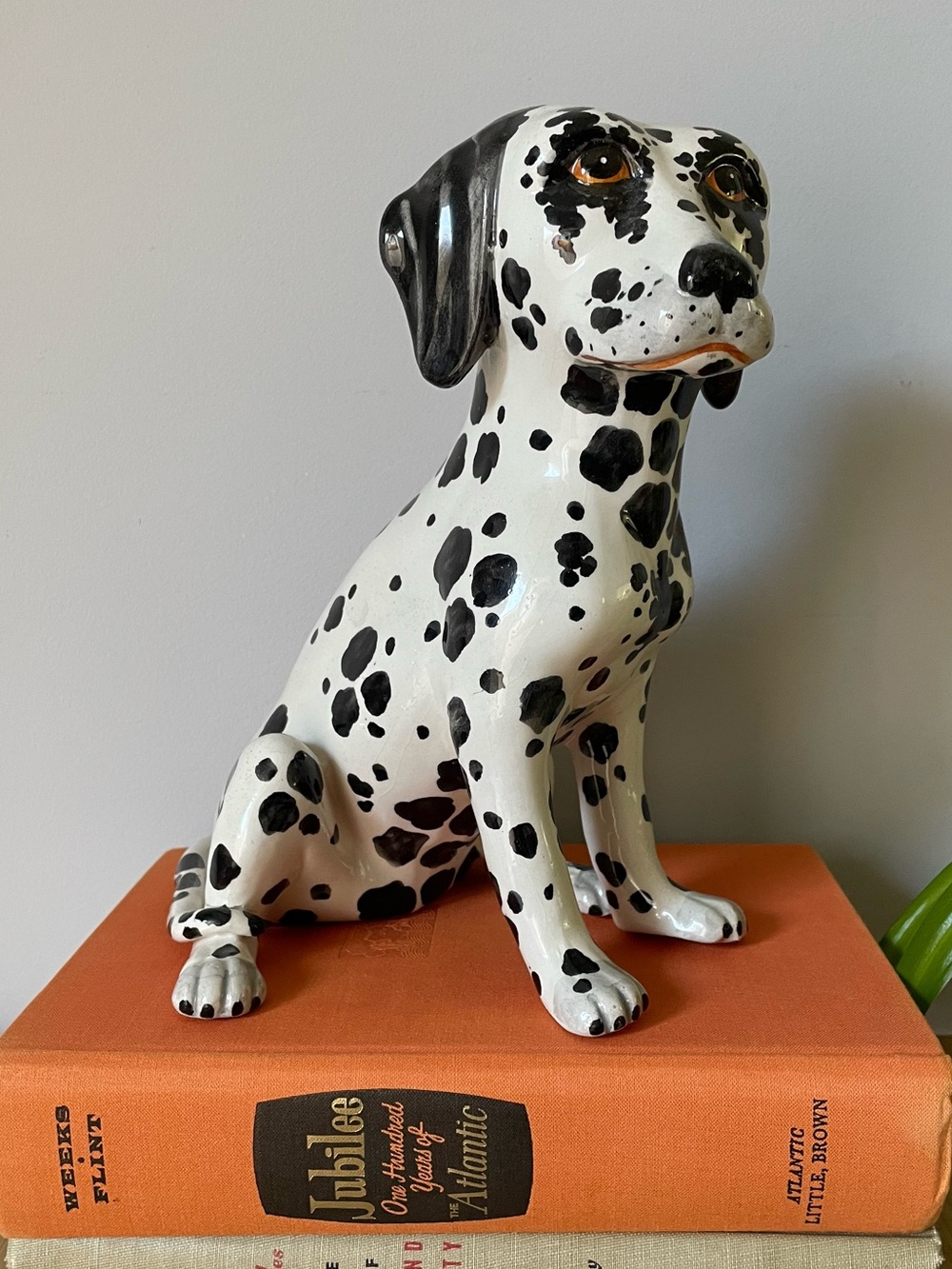 Vintage 70s Italian Pottery Dalmatian Dog Figurine Statue Hollywood Regency